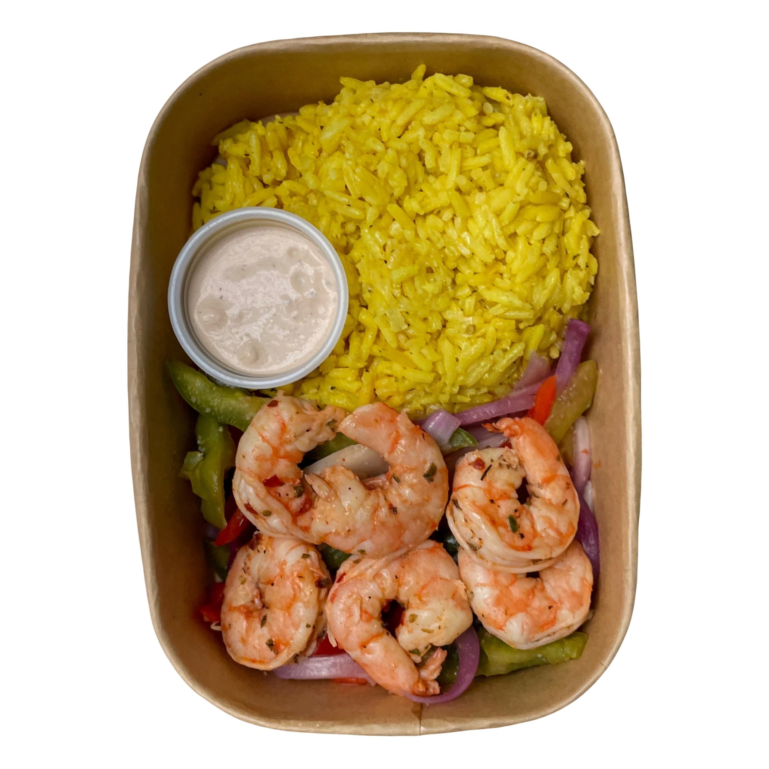 Blackened shrimp Zafron Rice Fajita and Chipotle Crema 470 cal