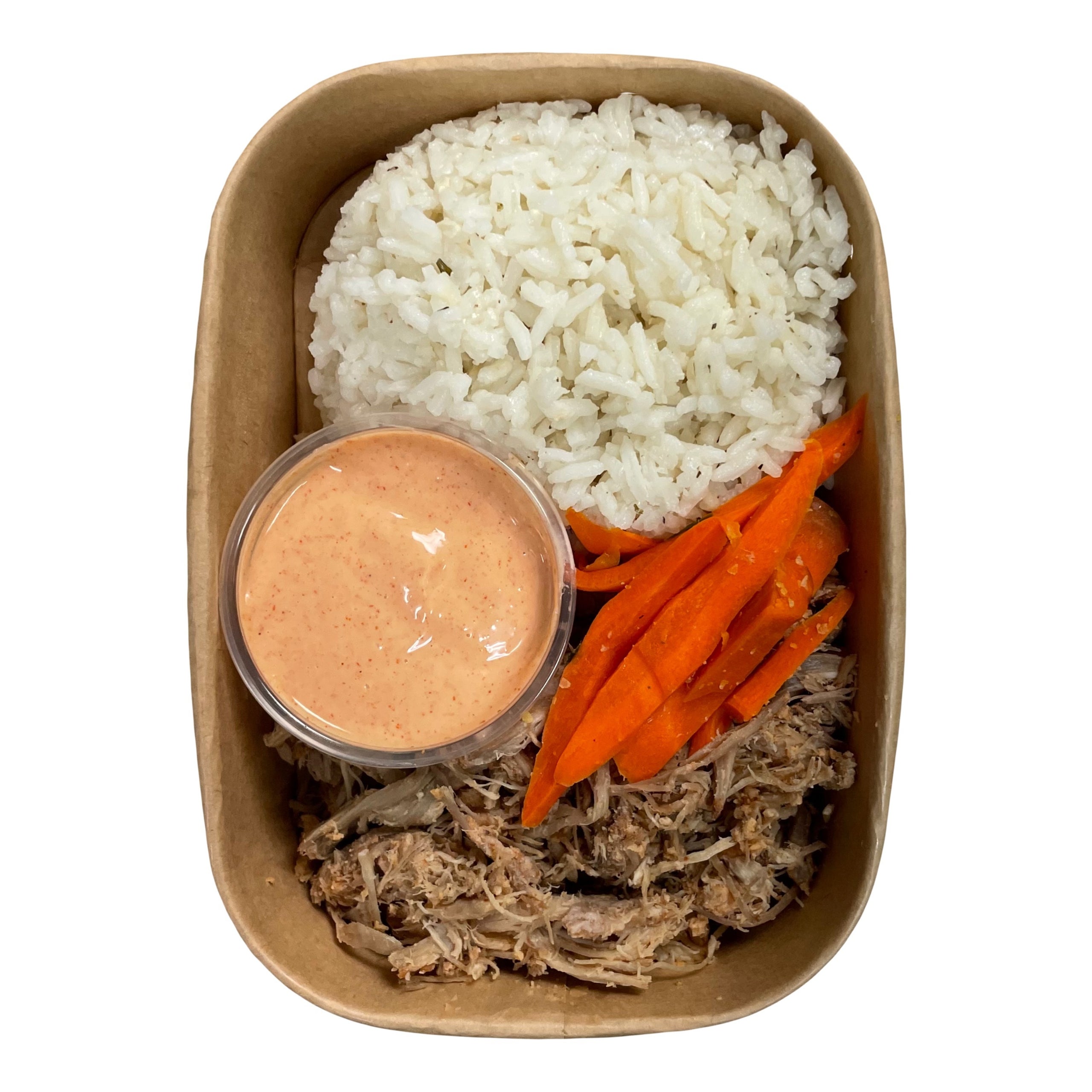 Ponzu Pork White Rice & Carrot with Spicy Mayo Yakima Fit Foods